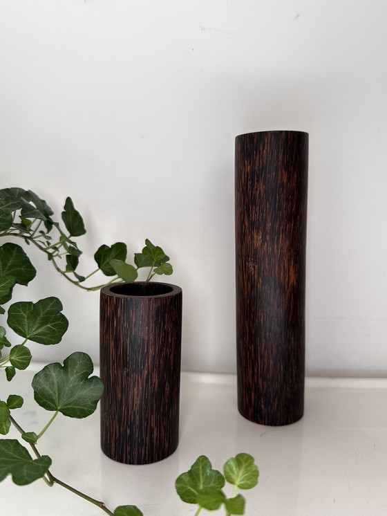 Image 1 of Midcentury Wooden Candlesticks