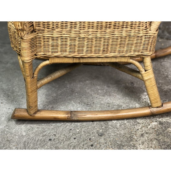 Image 1 of Vintage rattan and bamboo rocking chair, 1980