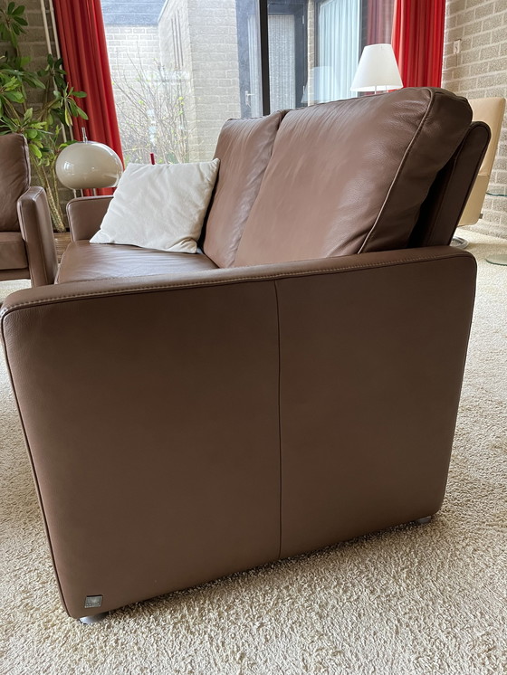 Image 1 of 2x Schillig sofa brown leather