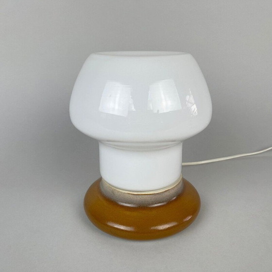 Image 1 of Vintage glass and ceramic table lamp by Ivan Jakeš for Osvetlovaci Sklo, Czechoslovakia 1960