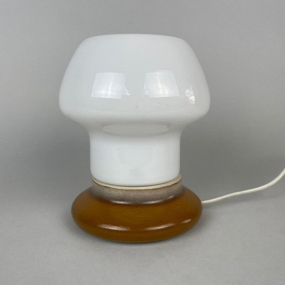 Image 1 of Vintage glass and ceramic table lamp by Ivan Jakeš for Osvetlovaci Sklo, Czechoslovakia 1960