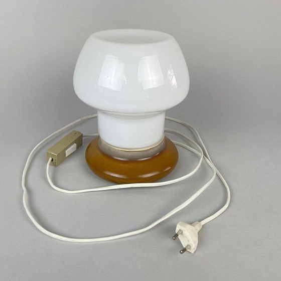 Image 1 of Vintage glass and ceramic table lamp by Ivan Jakeš for Osvetlovaci Sklo, Czechoslovakia 1960