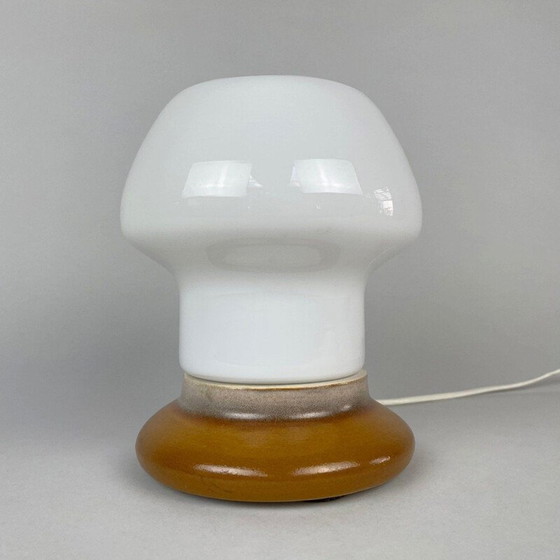Image 1 of Vintage glass and ceramic table lamp by Ivan Jakeš for Osvetlovaci Sklo, Czechoslovakia 1960