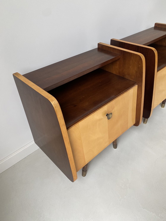 Image 1 of Two mid - Century bedside tables from the 1970s.