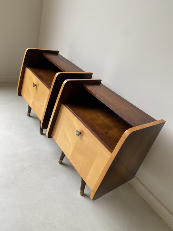 Image 1 of Two mid - Century bedside tables from the 1970s.