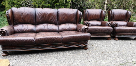 Image 1 of Vintage Klassiek Leder Chesterfield Bank