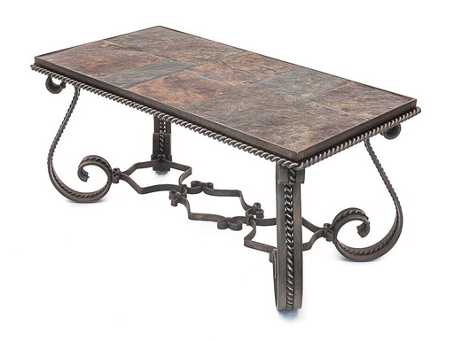 Wrought iron coffee table, Merceris 1950