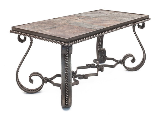 Wrought iron coffee table, Merceris 1950