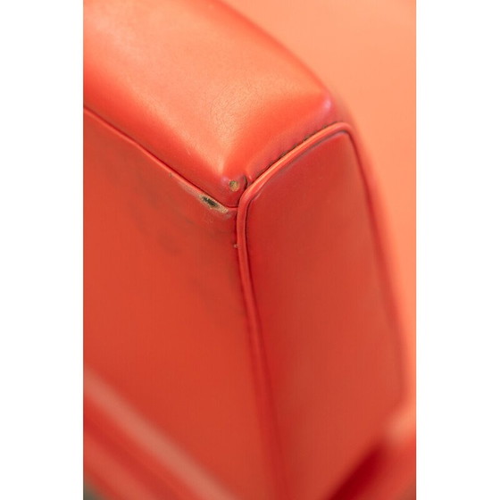 Image 1 of Vintage 3-seater sofa in red imitation leather and black iron, Italy 1970