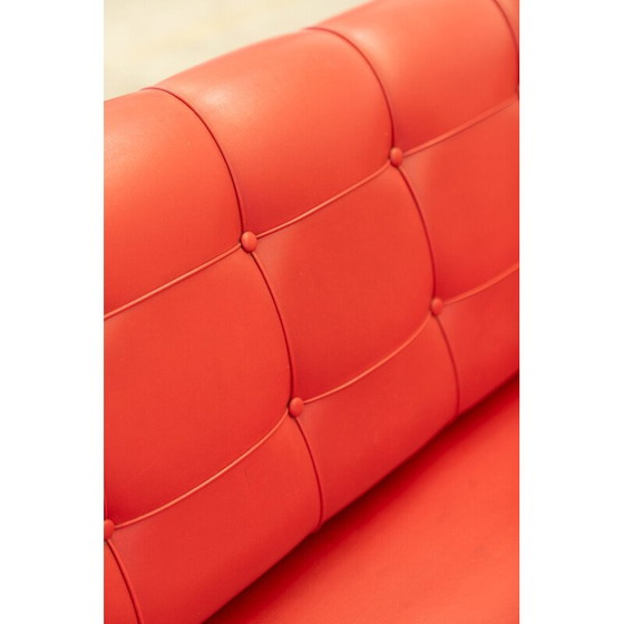 Image 1 of Vintage 3-seater sofa in red imitation leather and black iron, Italy 1970