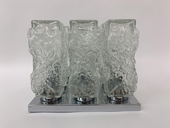 Image 1 of Hillebrand Ice Glass Ceiling Lamp - 1970s