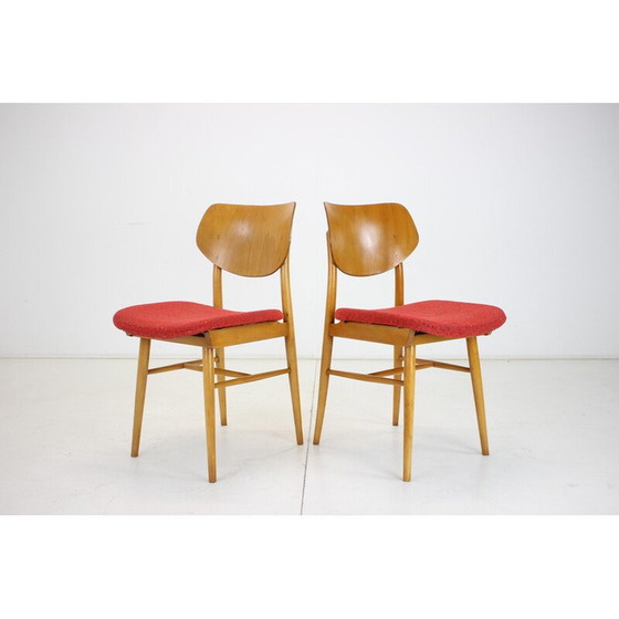 Image 1 of Pair of vintage chairs in beechwood and fabric by Ton, Czechoslovakia 1965s