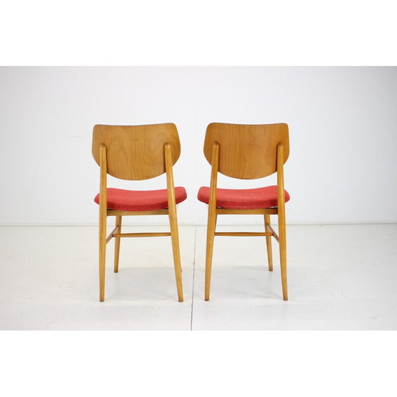 Image 1 of Pair of vintage chairs in beechwood and fabric by Ton, Czechoslovakia 1965s