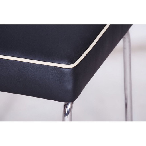 Vintage Bauhaus stool in chrome steel and leather by Marcel Breuer for Mücke Melder, Czechoslovakia 1930
