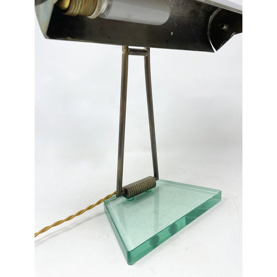 Image 1 of Vintage glass and brass table lamp, 1950
