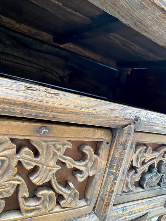 Image 1 of Antique chest of drawers China elm wood solid with drawers, around 1900 Qing dynasty