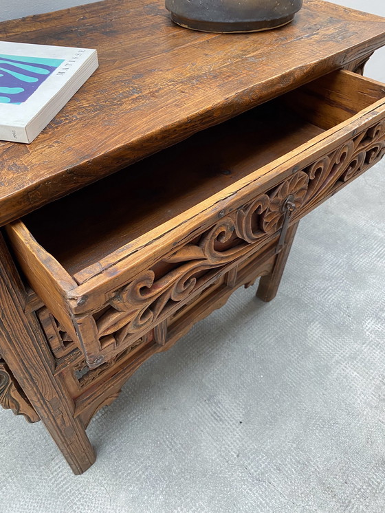 Image 1 of Antique chest of drawers China elm wood solid with drawers, around 1900 Qing dynasty