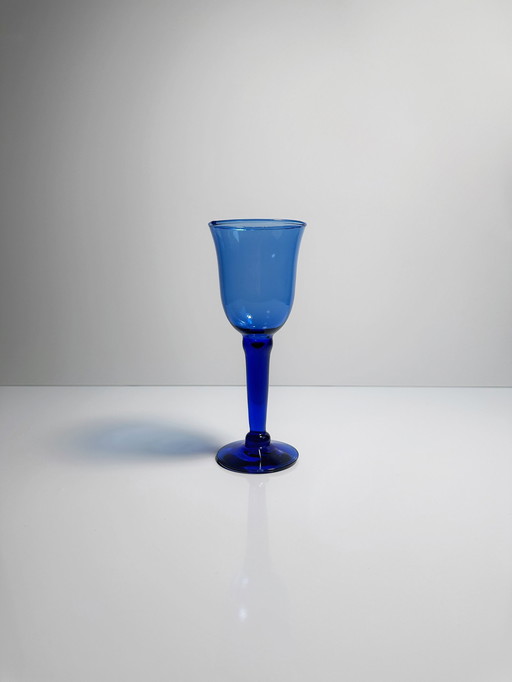 Vintage wine goblets water glass ultramarine cobalt blue 80s 90s