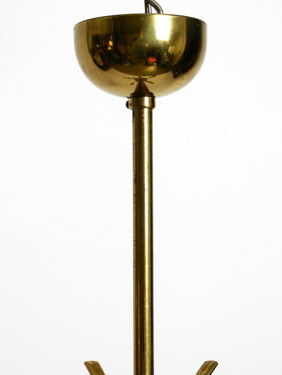 Image 1 of Rare original Mid Century Modern brass ceiling lamp with five arms with cones downwards