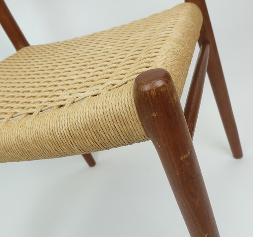 No. 2 Of 2 - Danish Modern Chair Model 75 Niels O. Moeller Teak Wood Seat Paper Cord Weave 1960S 