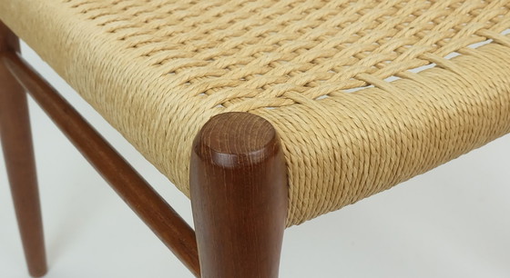 Image 1 of No. 2 Of 2 - Danish Modern Chair Model 75 Niels O. Moeller Teak Wood Seat Paper Cord Weave 1960S 