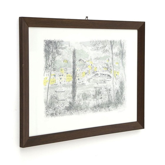 Image 1 of Vintage lithograph "Portofino" by Michele Cascella, 1960