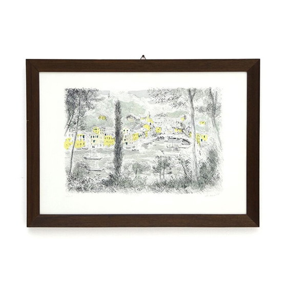 Image 1 of Vintage lithograph "Portofino" by Michele Cascella, 1960