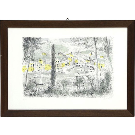 Image 1 of Vintage lithograph "Portofino" by Michele Cascella, 1960