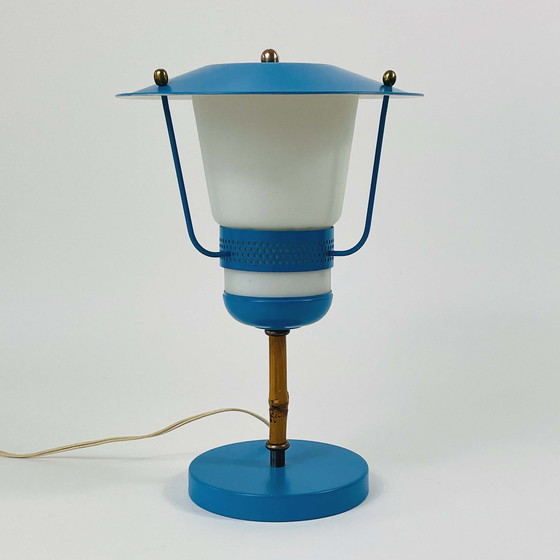 Image 1 of Lampe à poser bleue du milieu du siècle