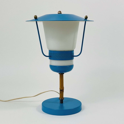 Midcentury Blue Table Lamp