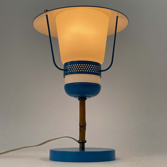 Image 1 of Lampe à poser bleue du milieu du siècle