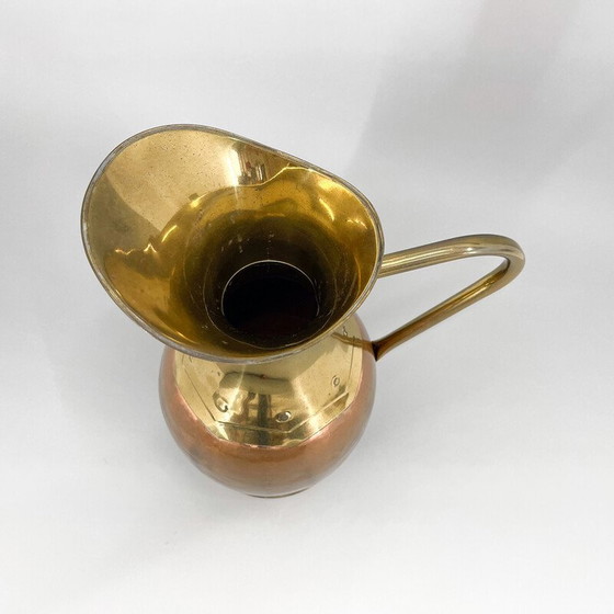 Image 1 of Vintage brass and copper water pitcher, Belgium 1940