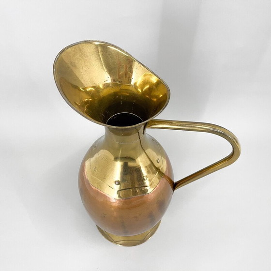 Image 1 of Vintage brass and copper water pitcher, Belgium 1940