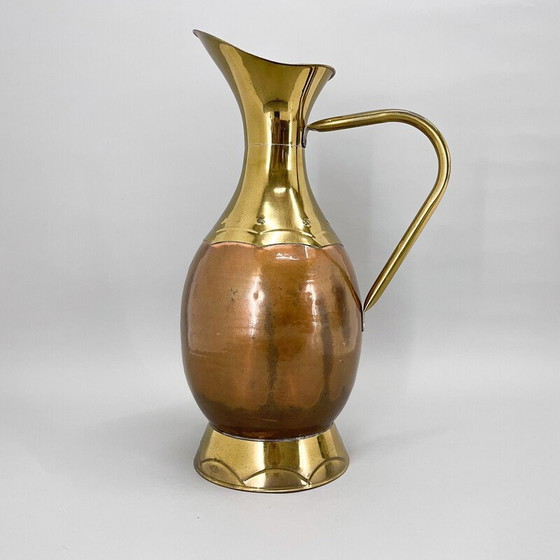 Image 1 of Vintage brass and copper water pitcher, Belgium 1940