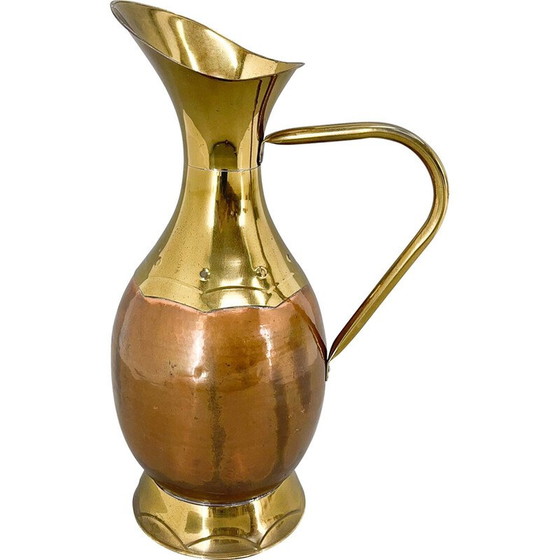 Image 1 of Vintage brass and copper water pitcher, Belgium 1940