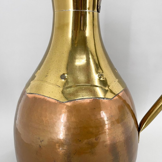 Image 1 of Vintage brass and copper water pitcher, Belgium 1940