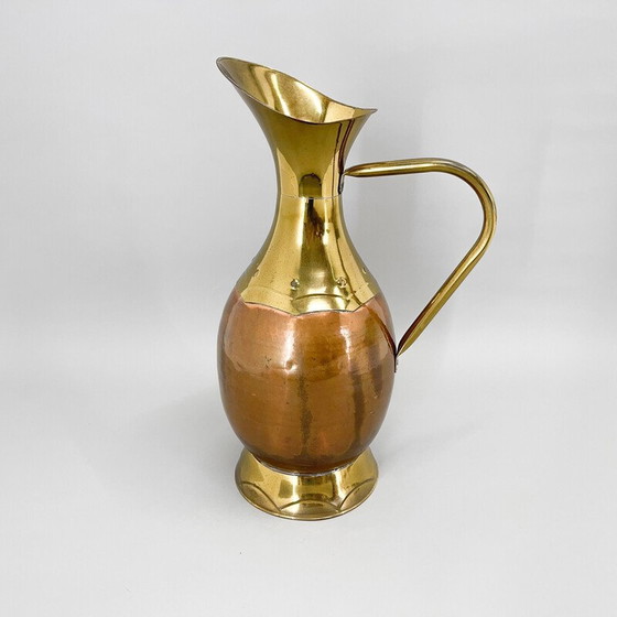Image 1 of Vintage brass and copper water pitcher, Belgium 1940