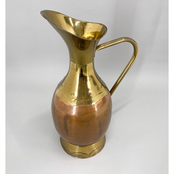Image 1 of Vintage brass and copper water pitcher, Belgium 1940