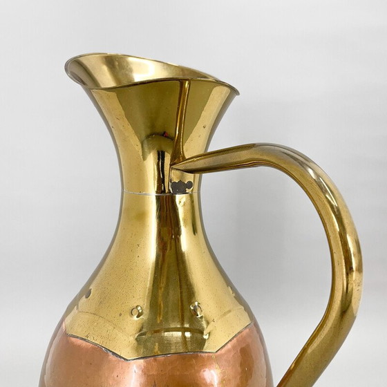 Image 1 of Vintage brass and copper water pitcher, Belgium 1940