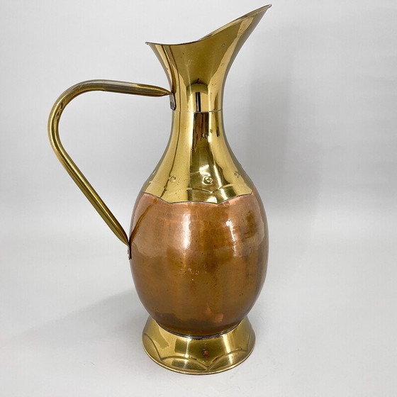 Image 1 of Vintage brass and copper water pitcher, Belgium 1940