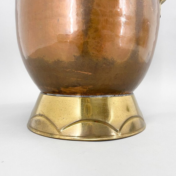 Image 1 of Vintage brass and copper water pitcher, Belgium 1940