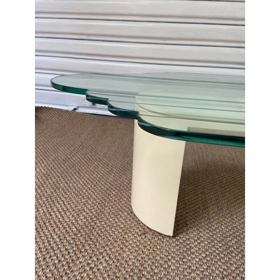 Image 1 of Vintage glass and wood coffee table by Mister Luna, 1970