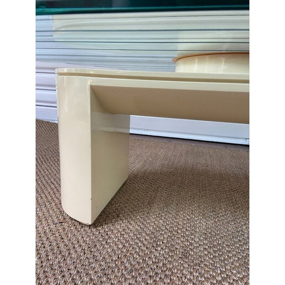 Image 1 of Vintage glass and wood coffee table by Mister Luna, 1970