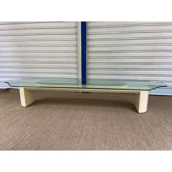 Image 1 of Vintage glass and wood coffee table by Mister Luna, 1970