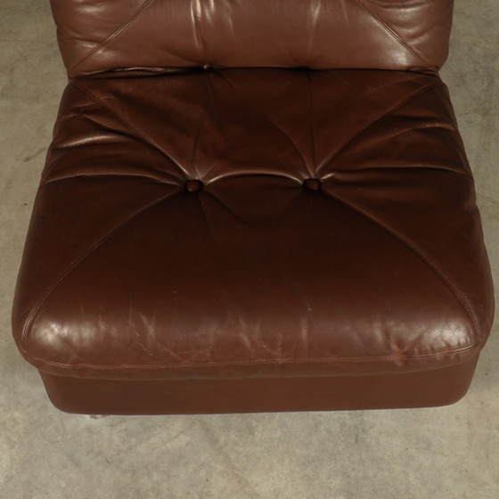 Image 1 of Set Of 3 Vintage Leather Modular Armchairs - 1960s