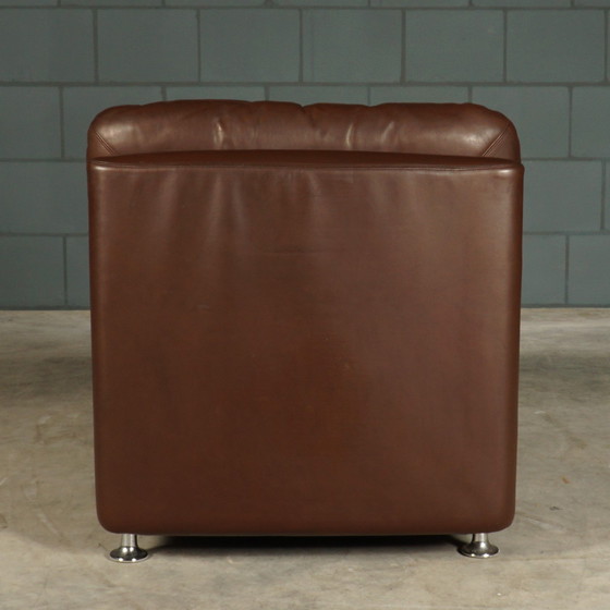 Image 1 of Set Of 3 Vintage Leather Modular Armchairs - 1960s