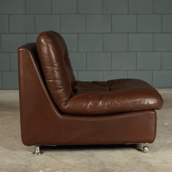 Image 1 of Set Of 3 Vintage Leather Modular Armchairs - 1960s