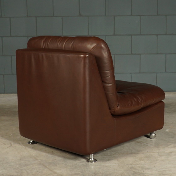 Image 1 of Set Of 3 Vintage Leather Modular Armchairs - 1960s