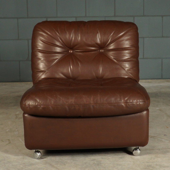 Image 1 of Set Of 3 Vintage Leather Modular Armchairs - 1960s