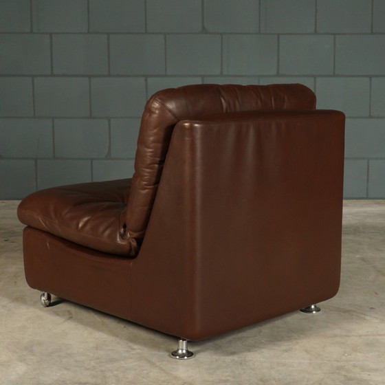 Image 1 of Set Of 3 Vintage Leather Modular Armchairs - 1960s